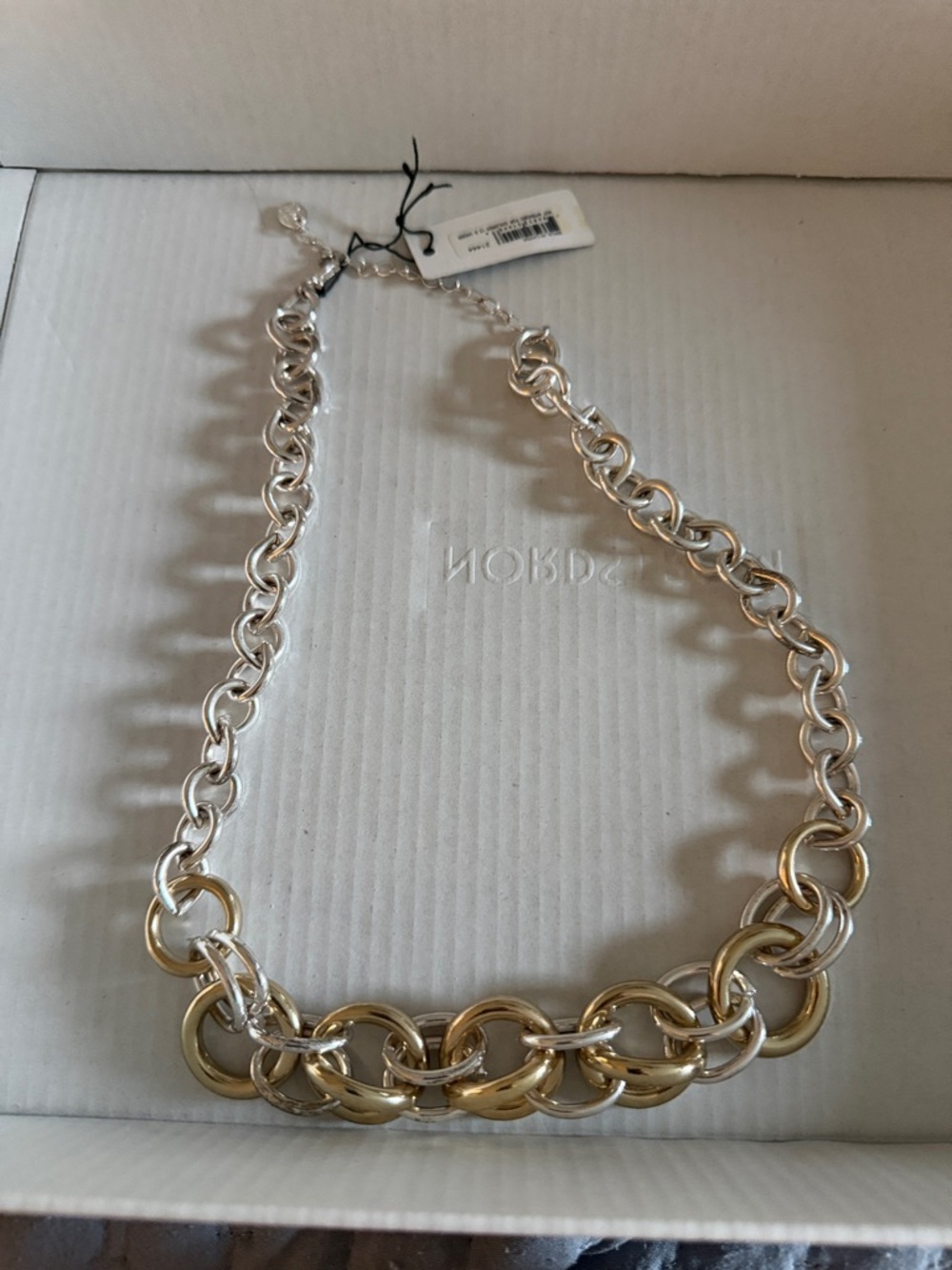 Two-Tone Gold and Silver Link costume Necklace - Women Jewelry